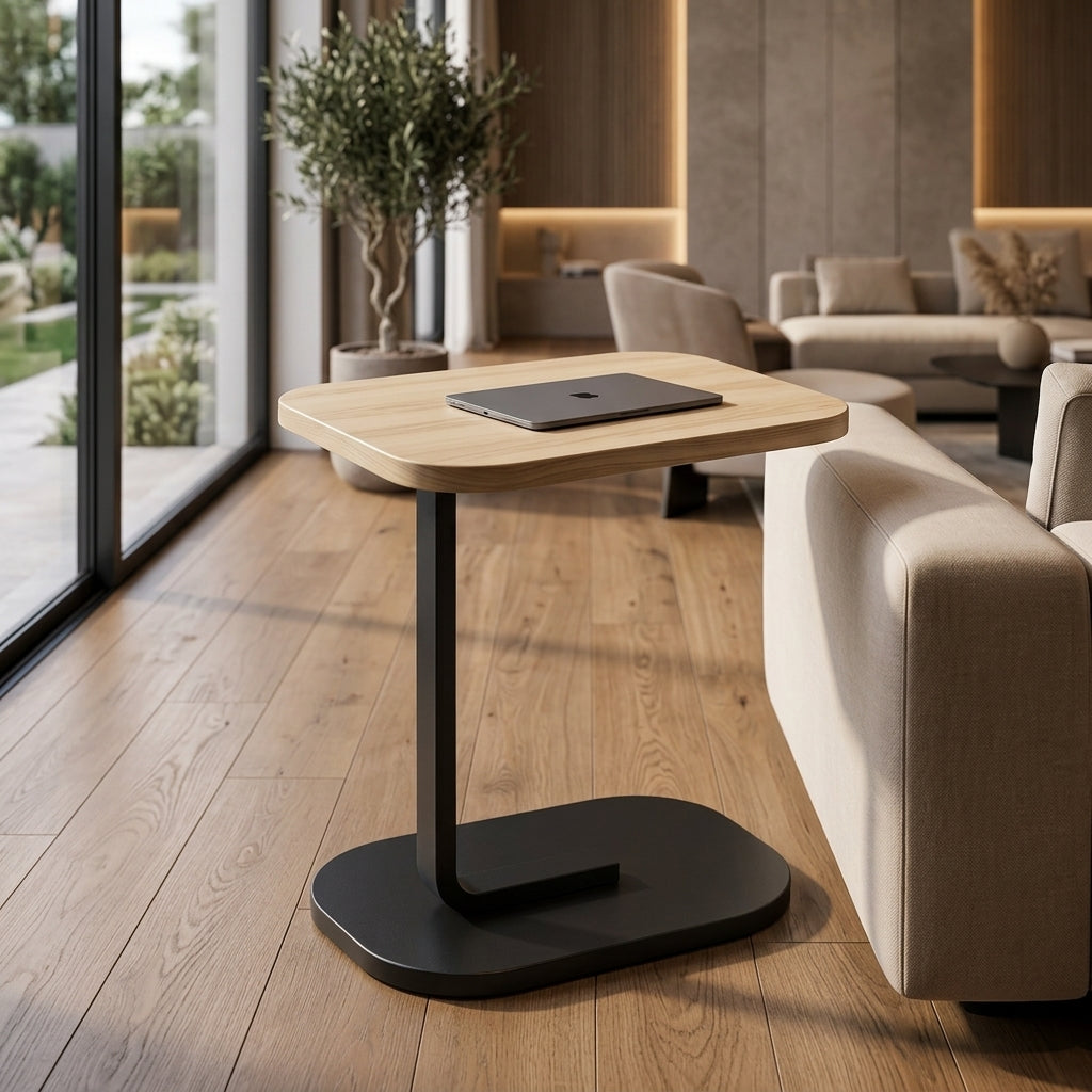 Fixed Height C-Shaped Sofa Side Table