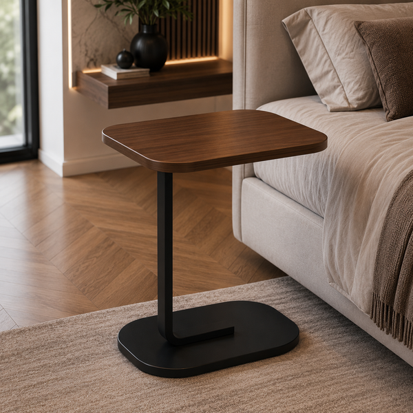 Fixed Height C-Shaped Sofa Side Table