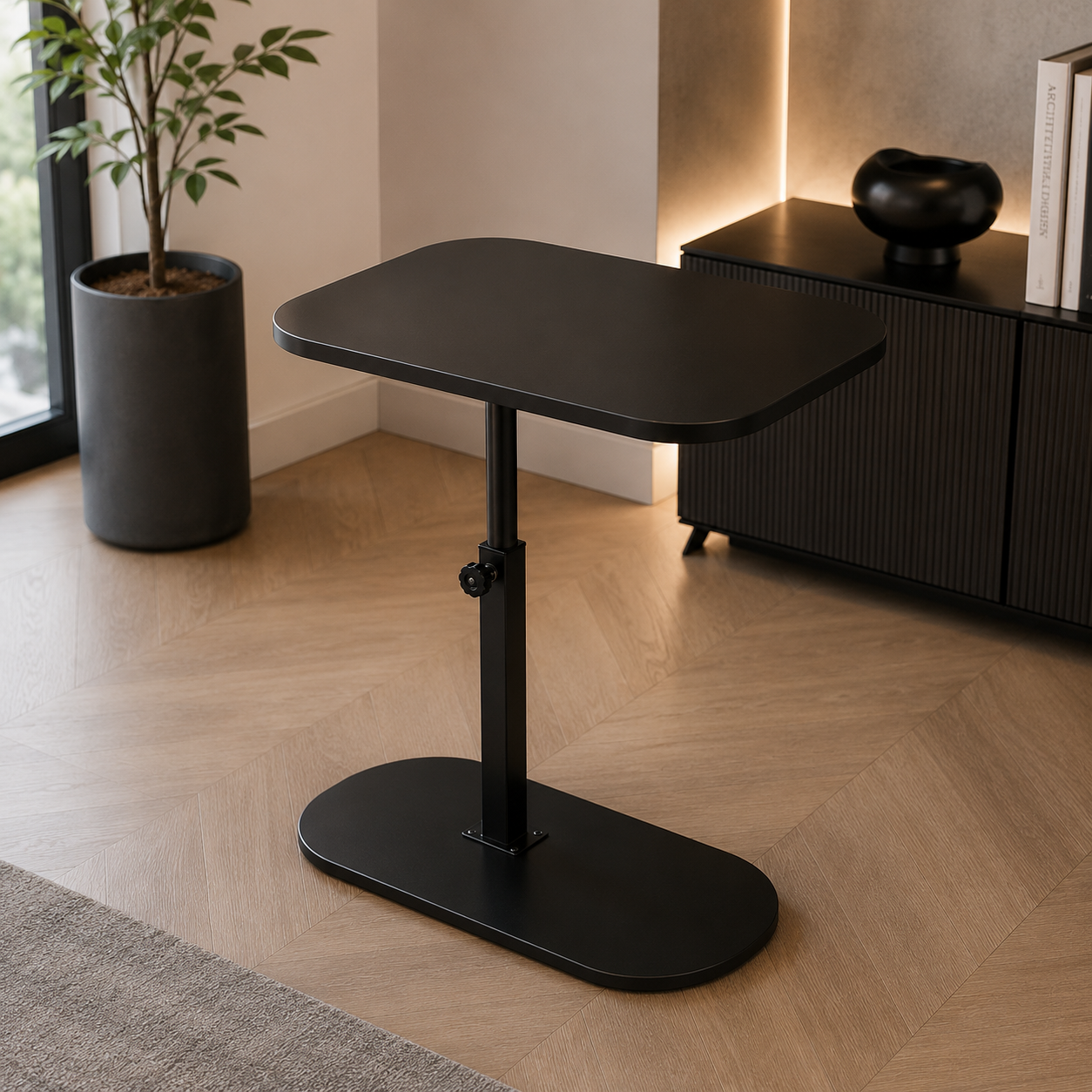 Adjustable Height C-Shaped Side Table