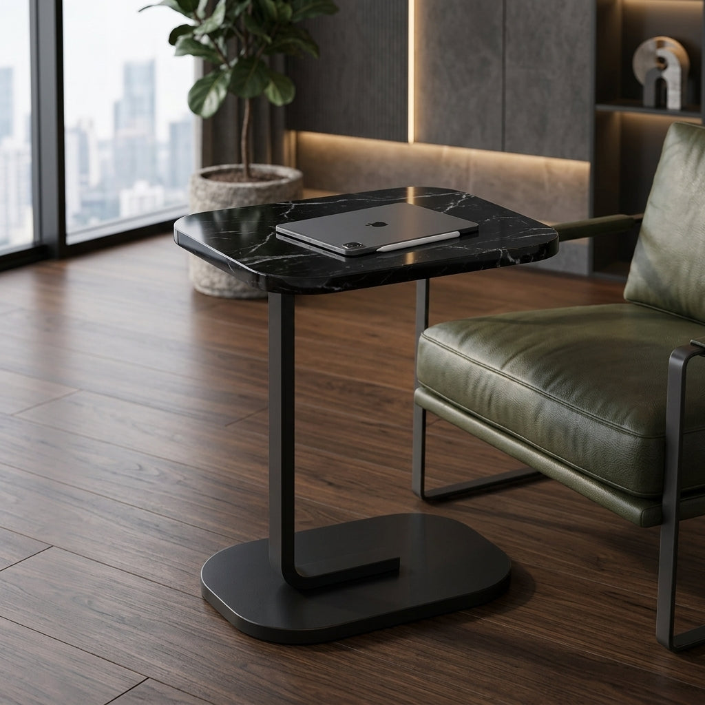 Fixed Height C-Shaped Sofa Side Table